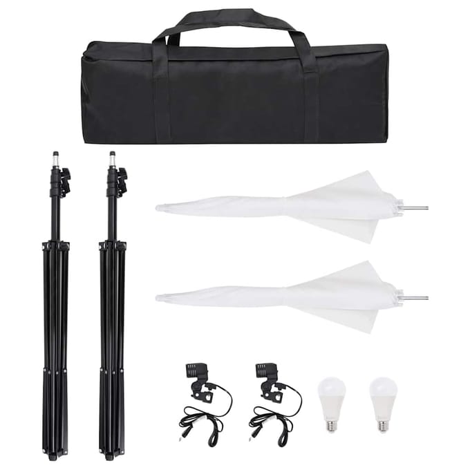 vidaXL - Fotostudioset - met - verlichtingsset, - achtergrond - en - reflector