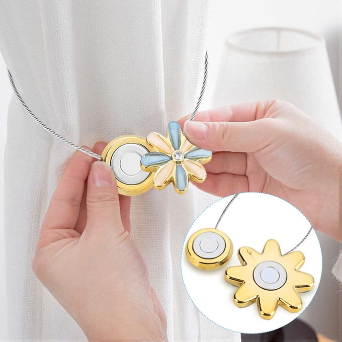 Boucle magnétique en cristal pour rideau de fleurs, accessoire de décoration pour la maison, #1 beige