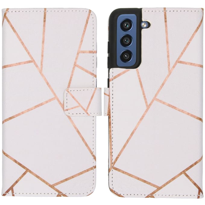 imoshion Hoesje - Geschikt voor Samsung Galaxy S21 FE - Design Softcase Bookcase - White Graphic