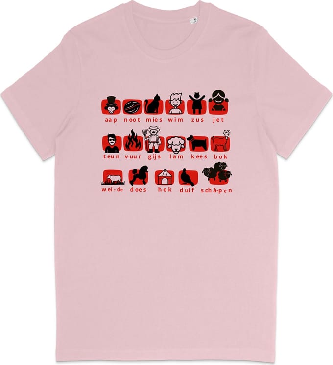 Grappig Heren en Dames T Shirt Met Moderne Leesplank Design - Roze - M