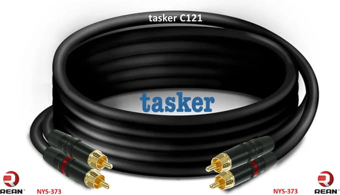 Tasker-Neutrik-REAN-RCA-2xTulp-2xTulp-NYS121NYS500-Zwart- 5 meter.