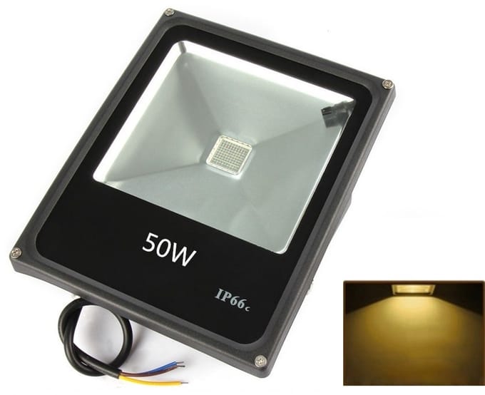 LED Bouwlamp / Schijnwerper - Geel - 50 Watt - Plat - Buiteverlichting
