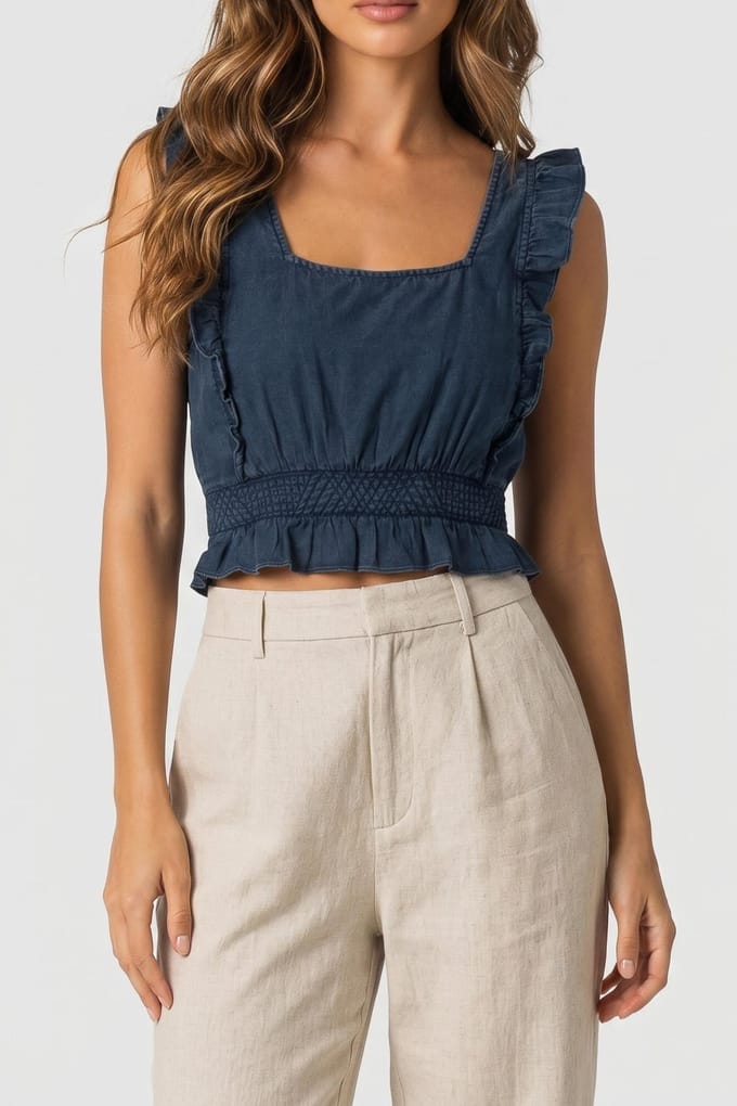 BA&SH Top Yoki Bleu Nuit Maat: M | Blouses Outlet | Dames | Blauw