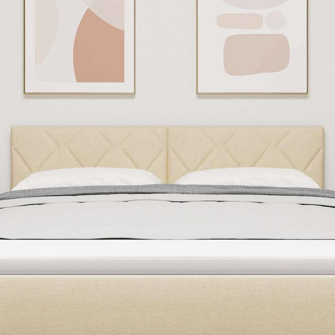 vidaXL - LED - Hoofdbord - Crème - 160 - cm - Stof