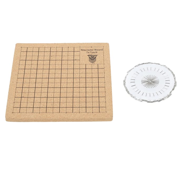 Macramé Bord Dubbelzijdig Macramé Projectbord DIY Rasternetwerk Vlechtbord met Spelden voor Sieraden 7x7 Inch beige