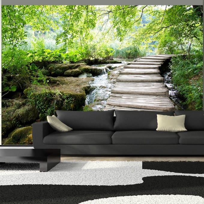 343cm X 245cm - Zelfklevend fotobehang - Bospad, 8 maten, premium print