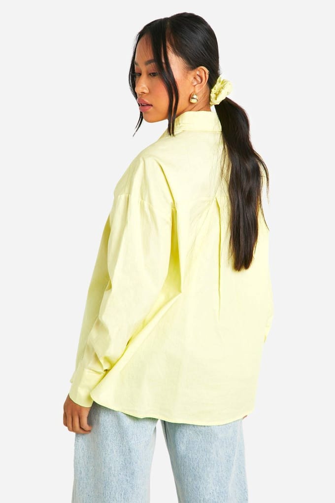 boohoo Dames Lemon Oversized Shirt en Bijpassende Haar Scrunchie Set | Citroen | Maat: 36
