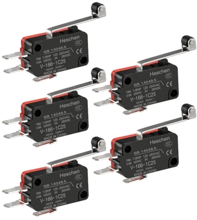 Microschakelaar SPDT Lange Rolhendel 16A 250VAC - 5 Stuks