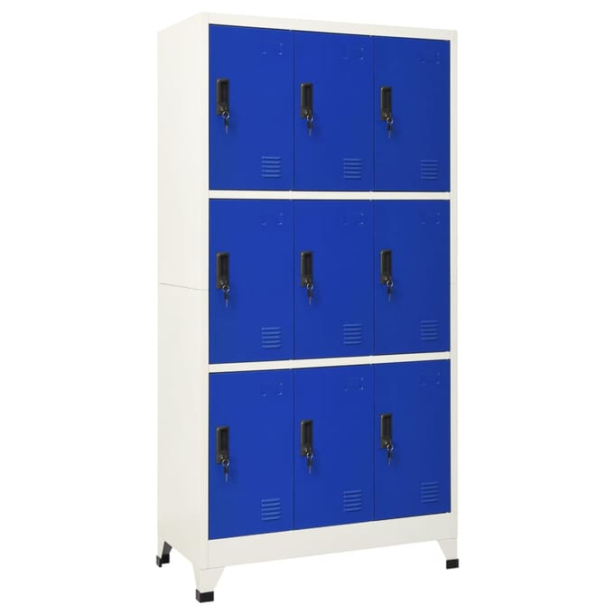 vidaXL - Lockerkast - 90x45x180 - cm - staal - grijs - en - blauw