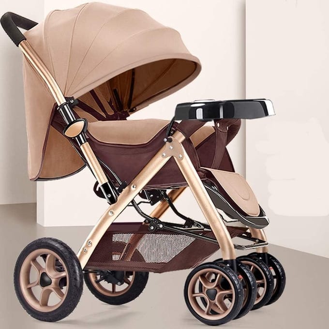 Baby kinderwagen - Compacte buggy - Veilig reizen - Verstelbare duwstang - 50 x 73 x 100 cm - Bruin
