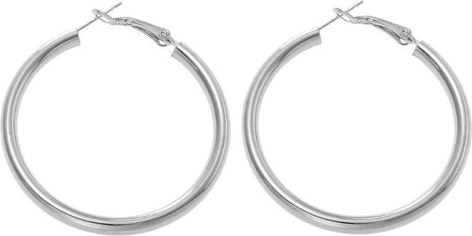 Behave Oorbellen - oorringen - dames - zilver kleur - 4.5 cm