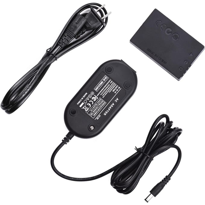 Andoer DR-E12 Dummy Batterij AC Stroomadapter Camera Voeding met Stekker Vervanging voor US plug zwart
