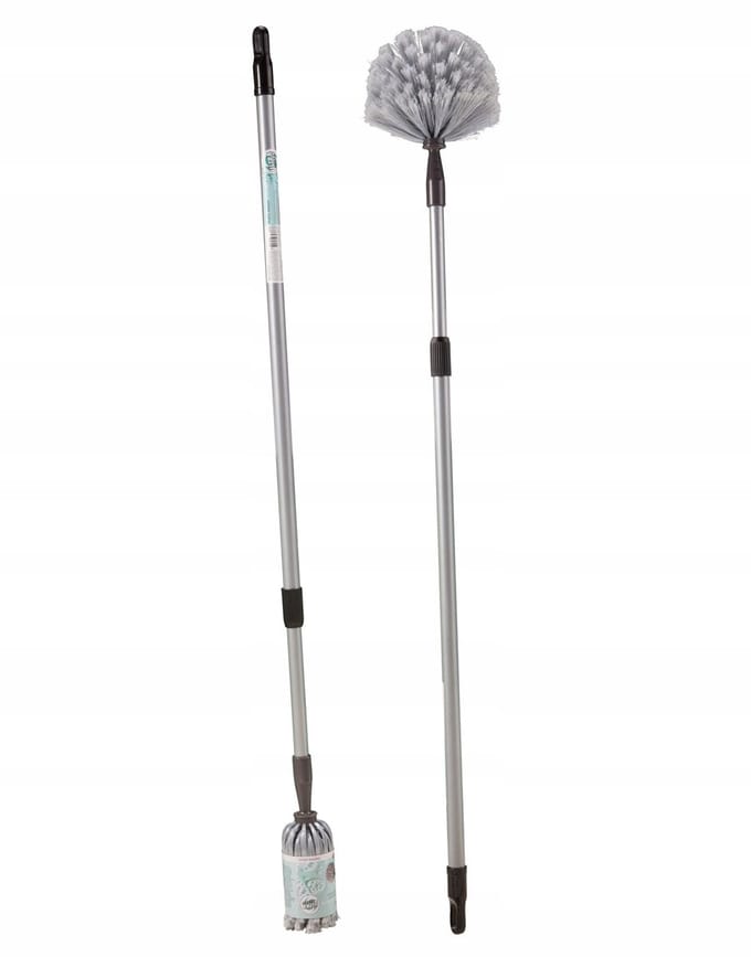 Plumeau télescopique avec brosse dépoussiérante 159cm gris