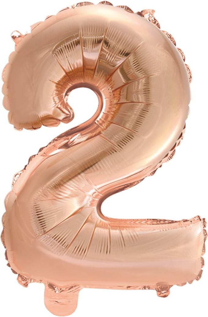 Folie Ballon Cijfer 2 Rose goud 41 cm