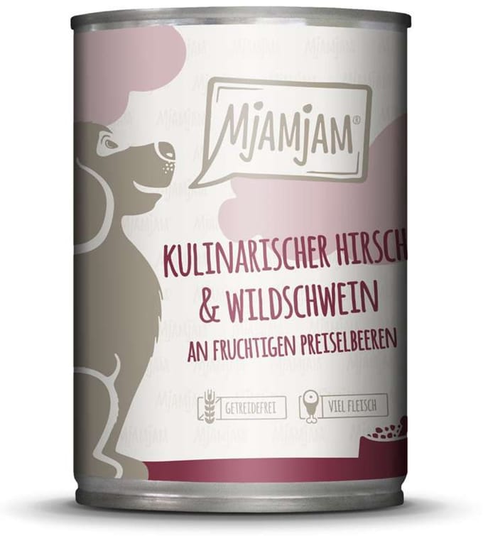 MjAMjAM Dog - Leckere Mahlzeiten Dose 6x400g | Hirsch & Wildschwein