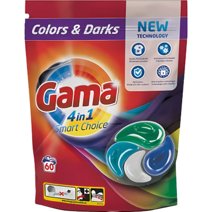 Capsules de lessive 4-en-1 pour couleurs et foncés - 60 pièces