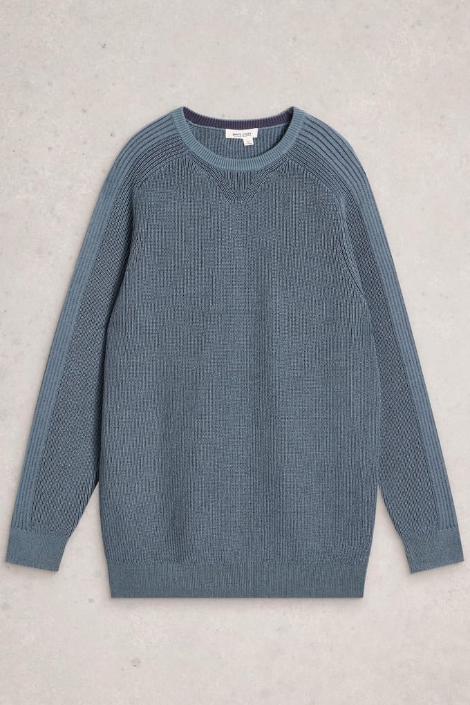 White Stuff Pentire Crew Dusty Blue Größe: M | Pullover Outlet | Herren | Blau