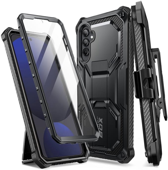 Armorbox hoesje met screenprotector geschikt voor Samsung Galaxy S24 FE - Zwart