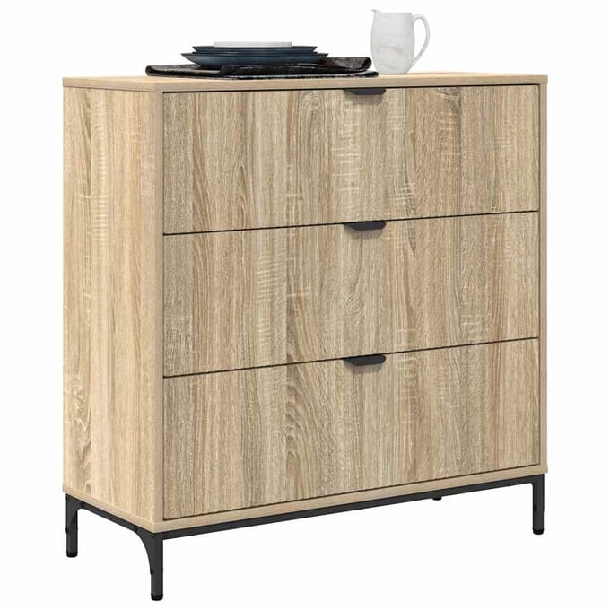 vidaXL - Dressoir - Sonoma - Eik - 79,5 - x - 33 - x - 82 - cm - Bewerkt - hout