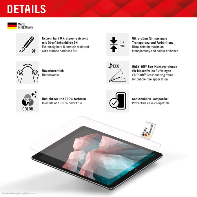 Displex Glass Screenprotector voor de Apple iPad Air 11 inch (2026) M4 / (2025) M3 / (2024) M2