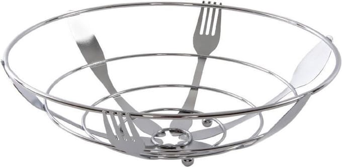 Items fruitschaal - zilver - metaal - 26v cm - rond - fruitmand