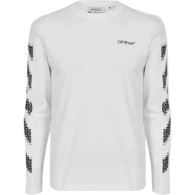 Off White Heren Crew Neck Regular T-shirt (Wit, Zwart)