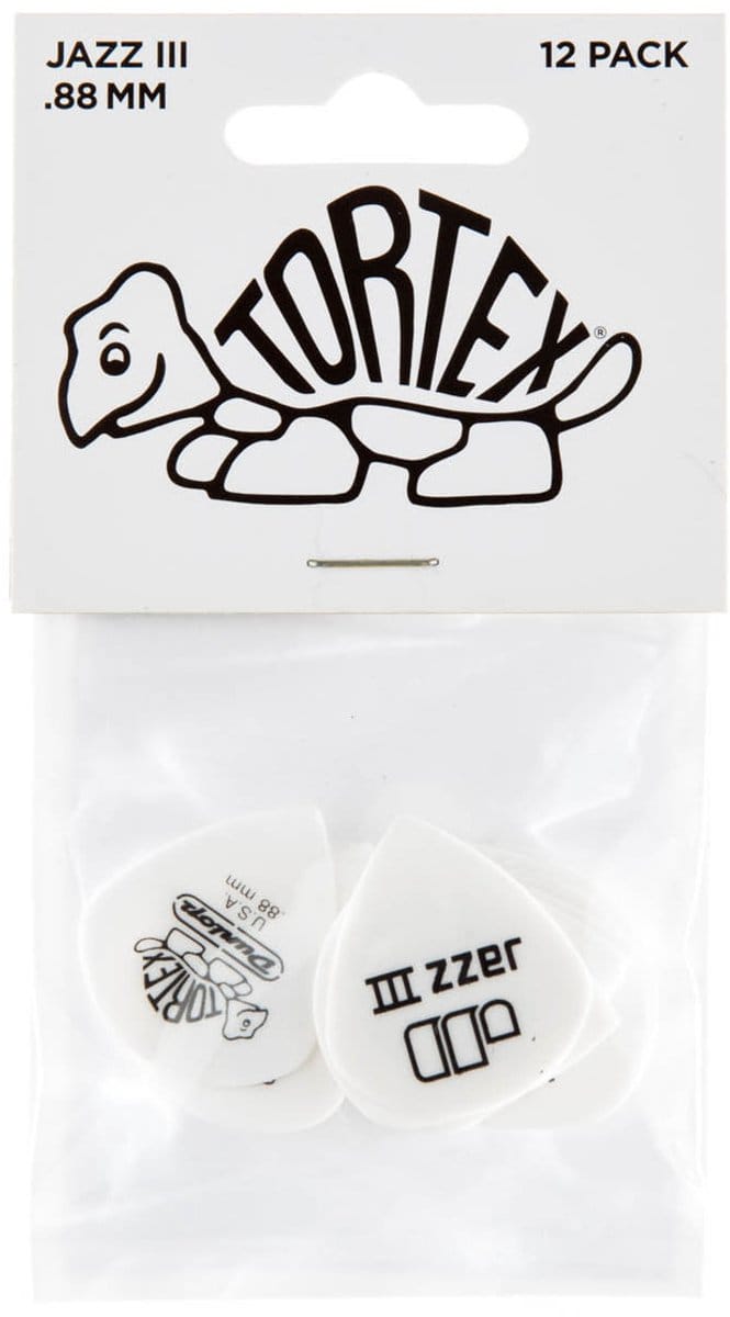 Jim Dunlop Tortex - Plectrums - Pitch Black Jazz III - 0,88 mm - Player's Pack 12 Stuks