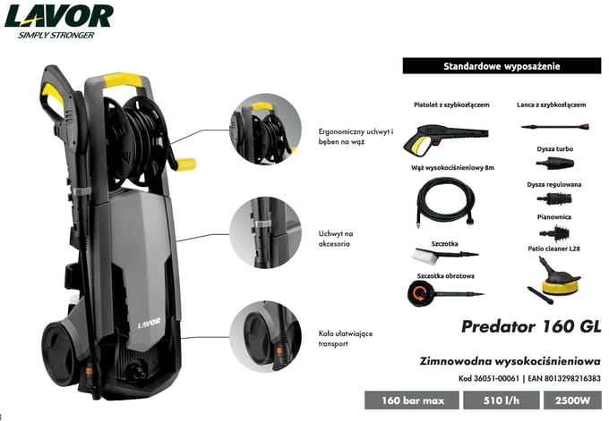 Lavor Hogedrukreiniger Predator 160 2500W 160Bar + Terras