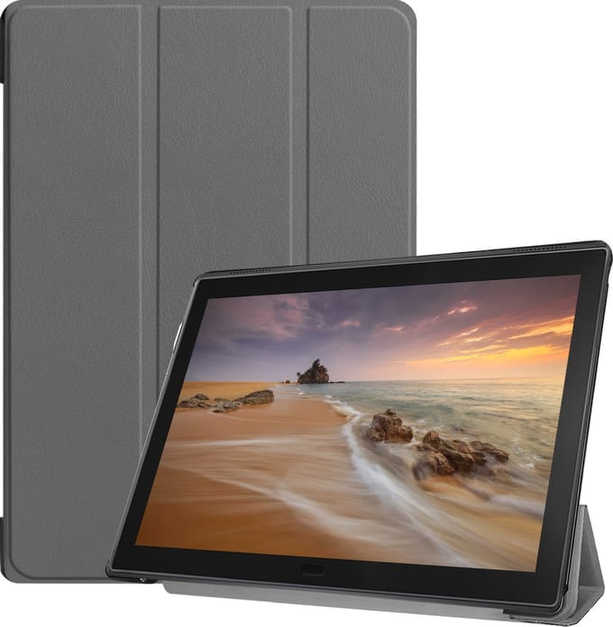 3-Vouw sleepcover hoes - Geschikt voor Lenovo Tab E10 - Grijs