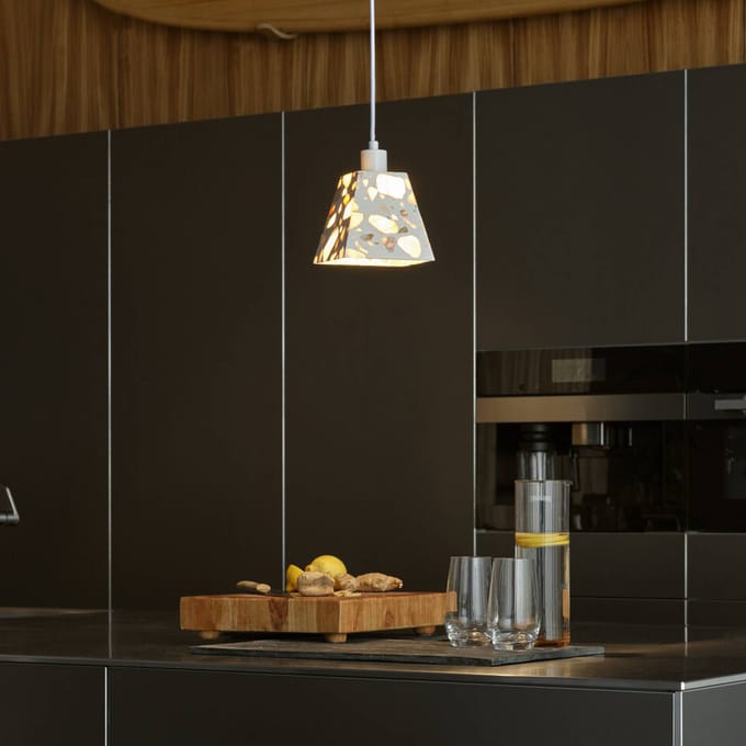 OSRAM DECOR Gleam Pendant light Weight E14 White, Terrazzo, Metal, high-quality look, for Dining and Bedroom
