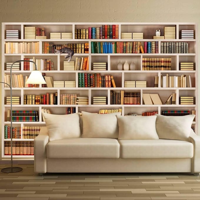 250cm X 175cm - Fotobehang - Bibliotheek thuis
