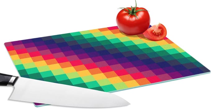 Glazen Snijplank - 28x20 - Regenboog - Patronen - Pixel - Snijplanken Glas
