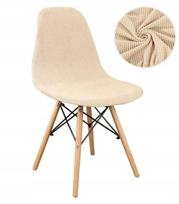 Meble odNowa - Scandinavische Stoel Housse - Crème Jacquard - Elastisch - Waterafstotend