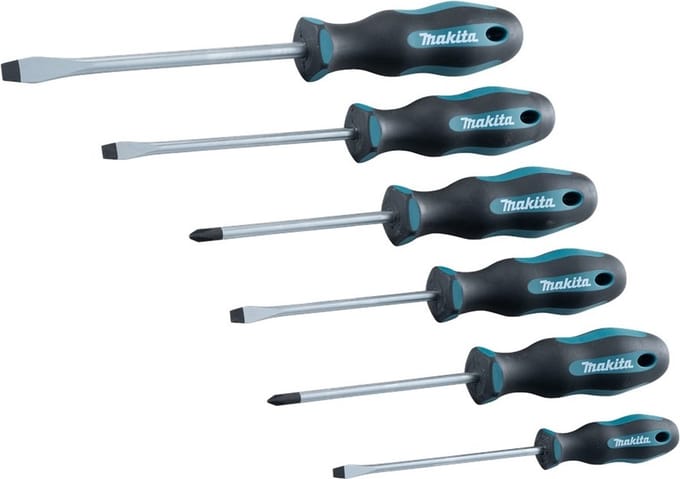 Makita 6-delig SL4 Schroevendraaierset / SL5,5 / SL6,5 / SL8 / PH1 / PH2 - E-10506