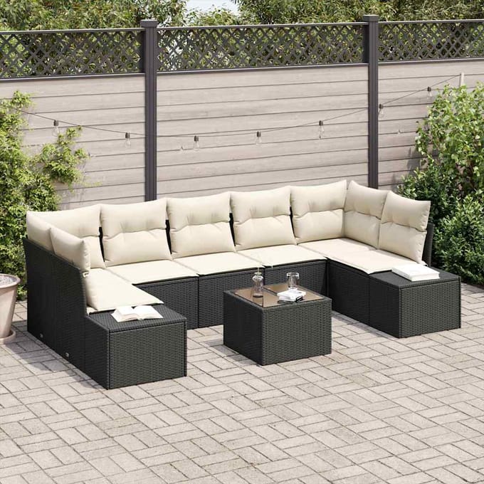vidaXL Tuin Sofa Set 8 st Zwart poly rattan