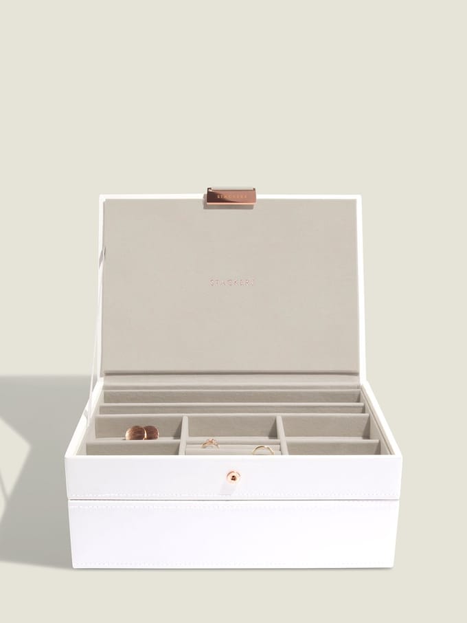 STACKERS WHITE & ROSE GOLD - Sieradendoos - Juwelendoos - Sieradenhouder - Sieraden Organizer - 2-set