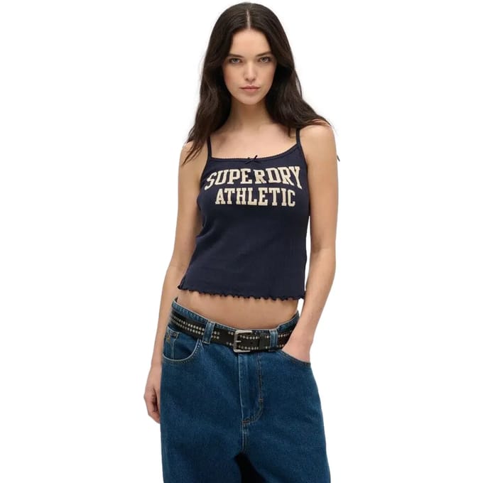 Superdry - Athletic Essentials ajour camitop met print - Dames - Vesten