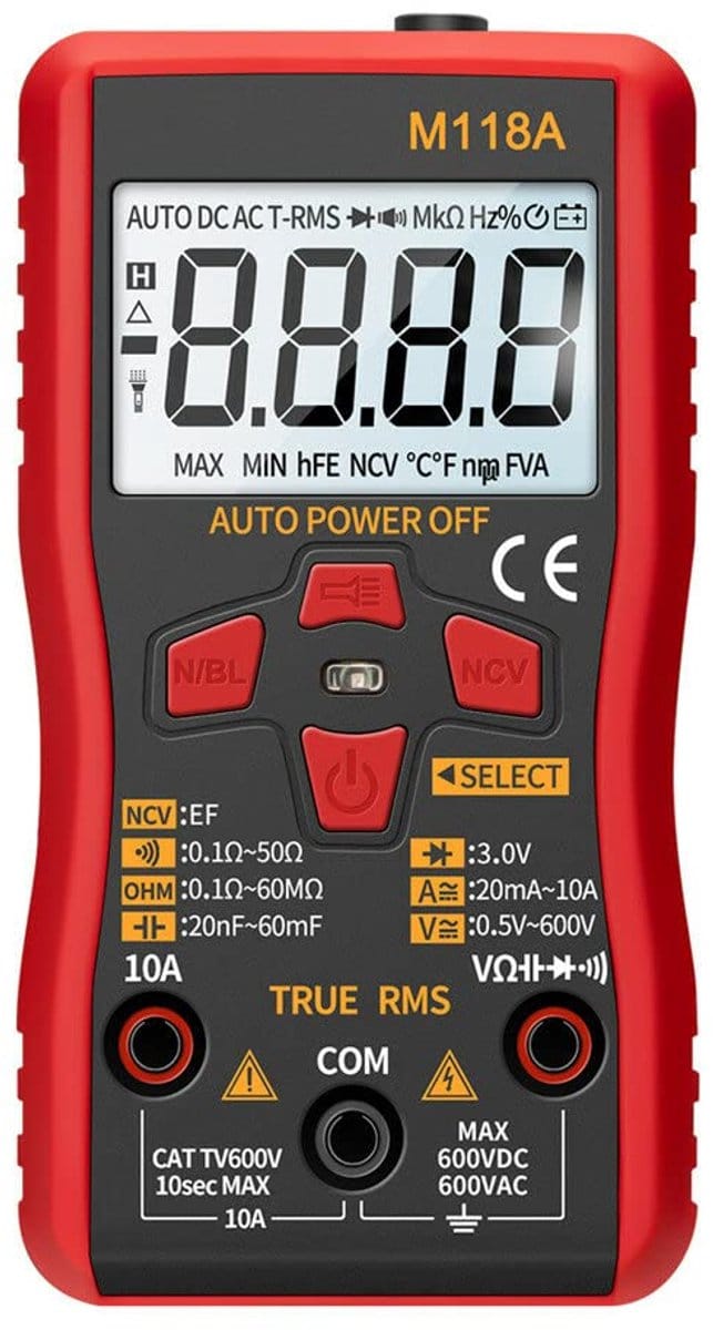 Digitale Multimeter - Testinstrument - Elektronica Meten - Automatische Scanning - 6000 Counts - Rood