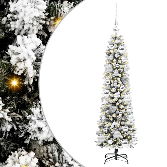 vidaXL - Kunstkerstboom - Wit - 120 - cm - PVC - en - Metaal - en - Plastic