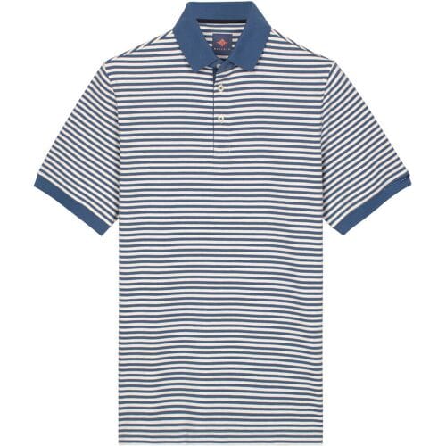 Baileys Polo Yarn Dyed Stripes Cotton Subtle Stretch Delft Blue / male