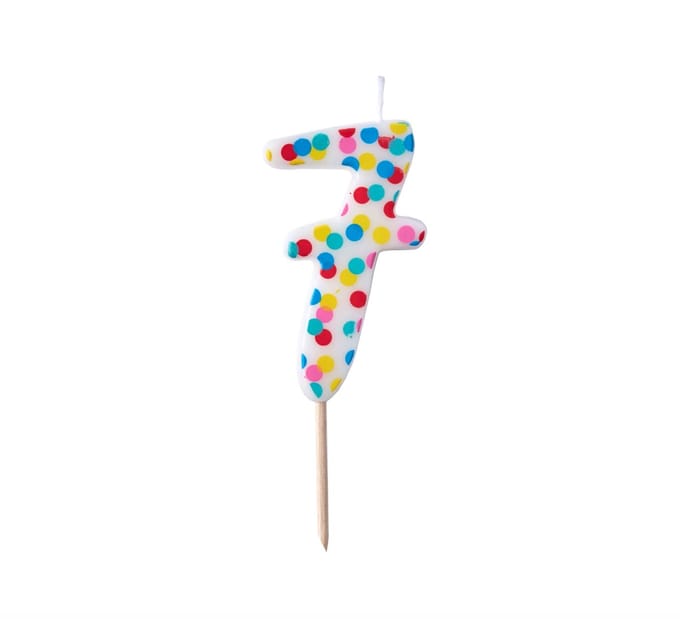 Ginger Ray - Taart Kaars nummer 7 - Polka dot - Stippels - Gekleurd