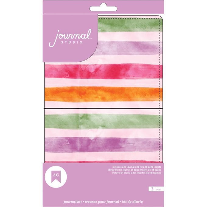 American Crafts - Journal Studio Kit - Watercolor Stripes - 48 Pagina's