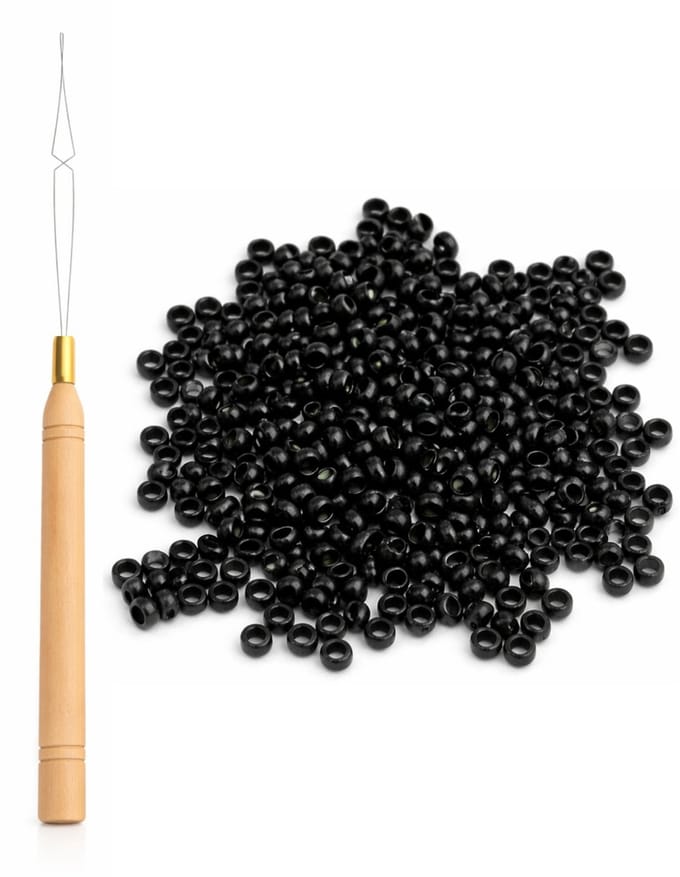 Guardian Beauty Nanoringen - met Loop Tool - 1,000 stuks - Zwart - Voor Haar Extensions
