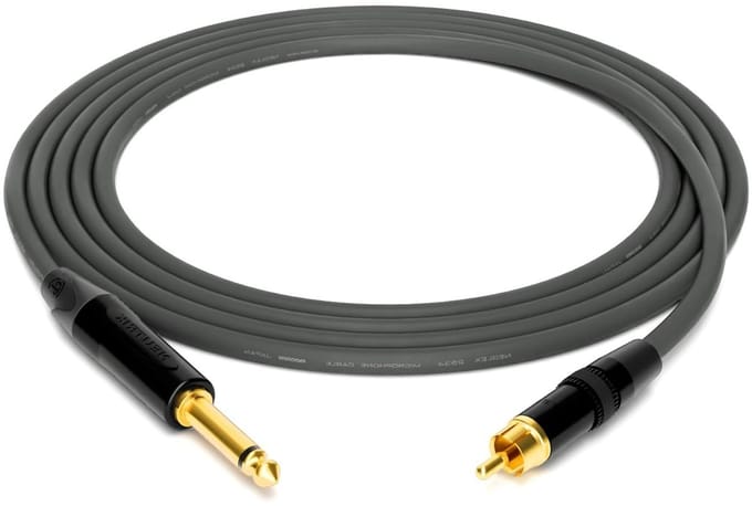 Studiokabel - Audiokabel RCA TS - Professionele opnames - Quad structuur - 70 m - Grijs