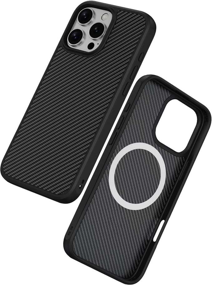 Multimedia & Accessoires – TPU Back Cover Case Carbon met MagSafe – Geschikt voor Apple iPhone 17 – Zwart