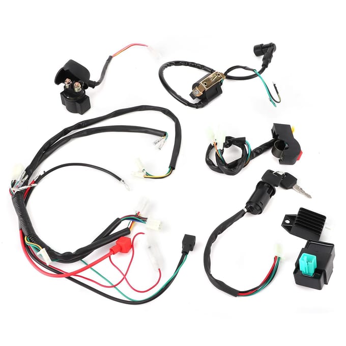 Kit de faisceau de câblage de moteur à démarrage électrique pour 50cc 110cc 125cc PIT Quad Dirt Bike ATV blanc