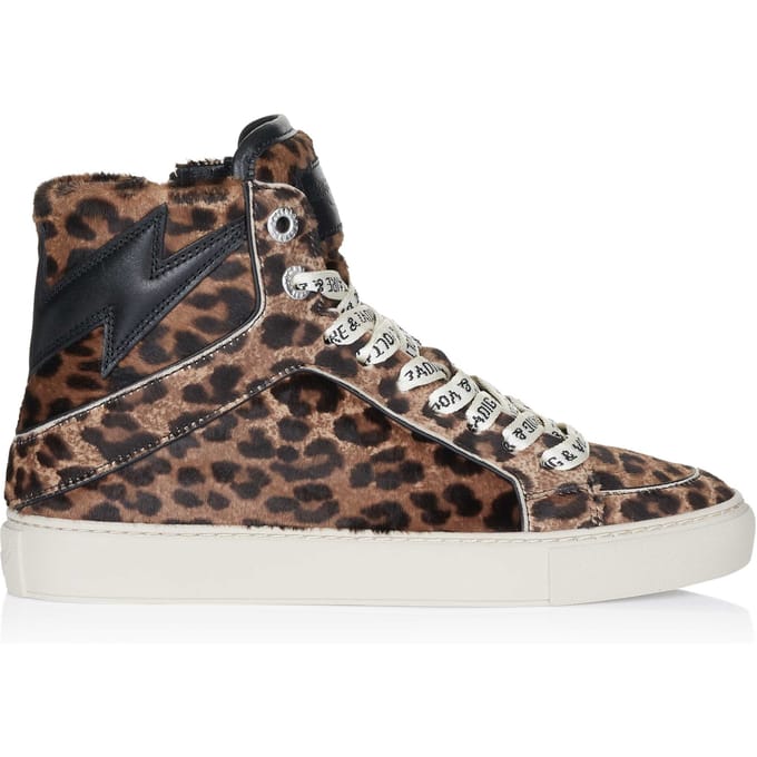 Zadig Voltaire High Flash Printed Cowskin Wit schoenen bruin