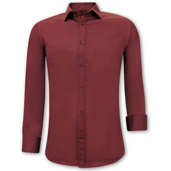 Luxe Blanco Heren Satijn Blouse - Slim Fit - 3072- Bordeaux