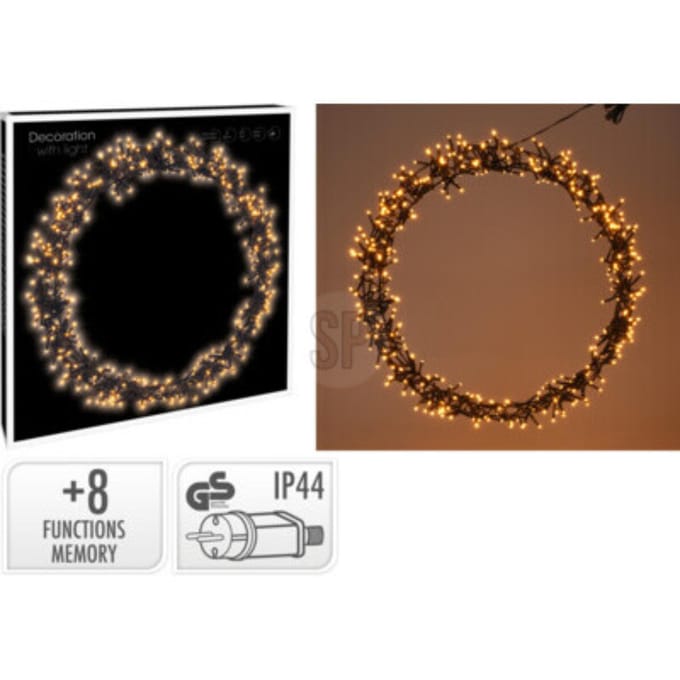 H&S - Kerstkrans - Ring - Ø48cm - 400led - Extra Warm White - 8 standen