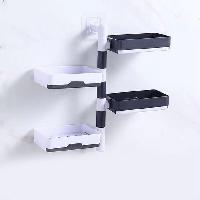 Boîte à savon murale rotative 3 couches HIPS sans perçage récipient à savon rotatif plat pour gray